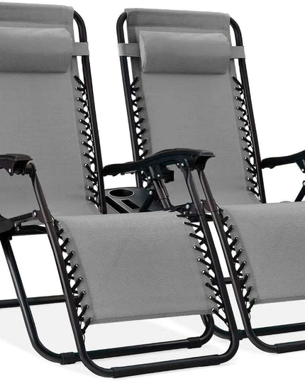 Luxury Zero Gravity Lounge Chairs Set with Accessories in Elegant Black