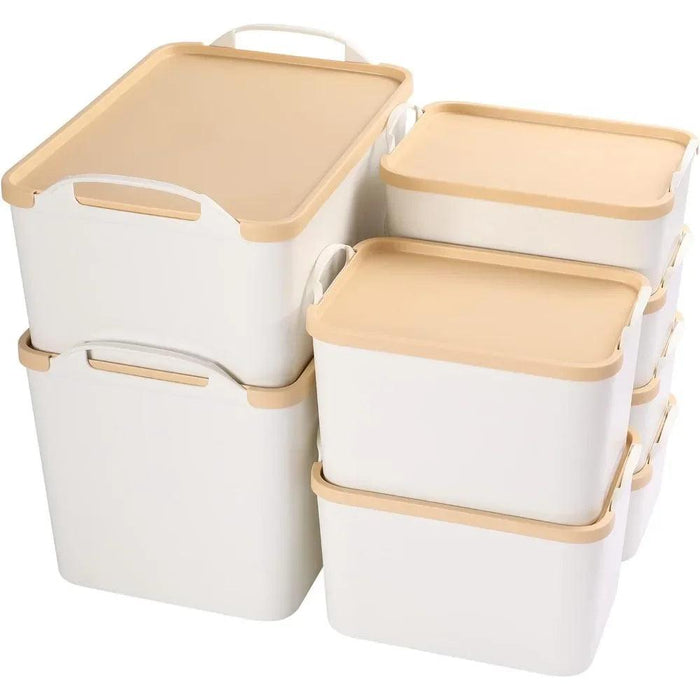 Versatile 8-Piece White Plastic Storage Bins Set for Ultimate Organization