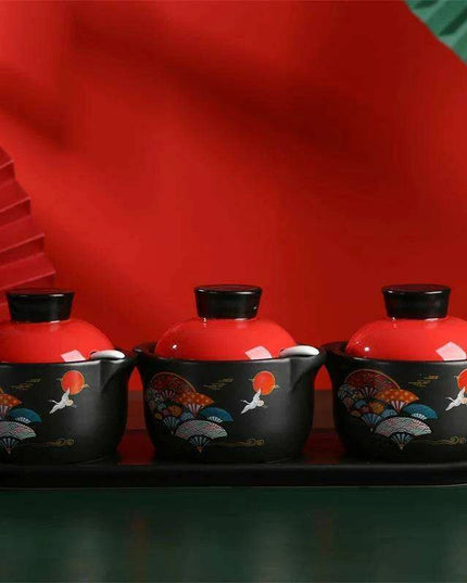 Sophisticated Ceramic Spice Organizer Set - Stew Cup, Oil Dispenser, and Sauce Holder