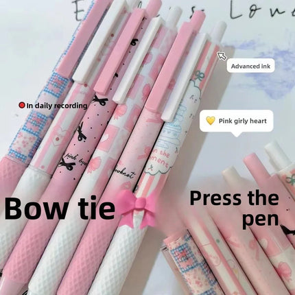 Pink Bowknot Quick-Dry Gel Pens, 0.5mm Fine Point — Set of 6 | Très Elite
