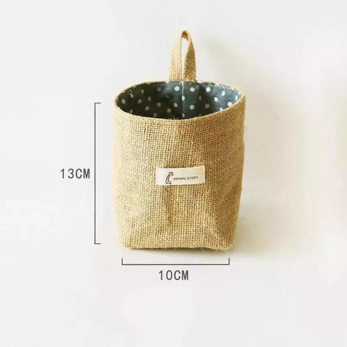 Versatile Foldable Jute and Cotton Storage Basket for Home and Travel