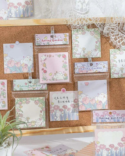 Floral Charm Pocket Memo Set - 100 Sheets, 8x8cm, 66g