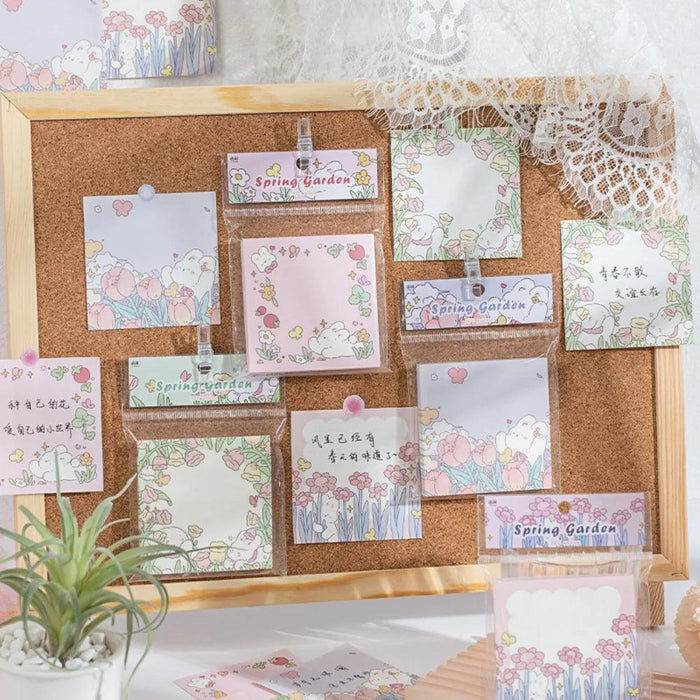 Floral Charm Pocket Memo Set - 100 Sheets, 8x8cm, 66g