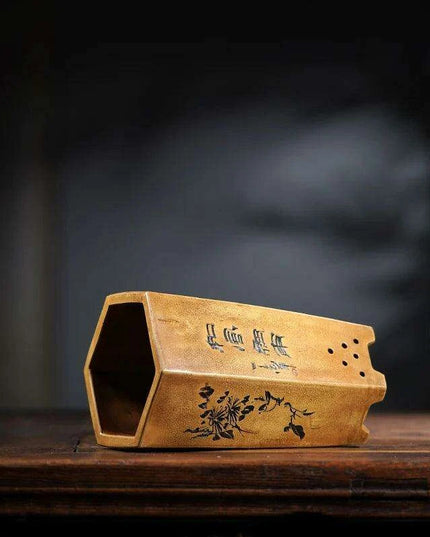 Elegant Hexagonal Ceramic Planter Inspired by Traditional Chinese Design for Succulents