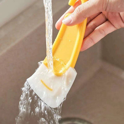 Cheerful Yellow & White Silicone Kitchen Scraper Kit for Effortless Cleanup