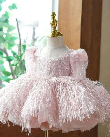 Sparkling Pink Princess Sequin Gown for Girls