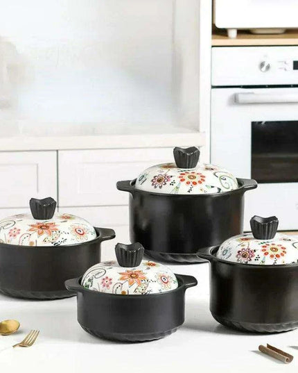 Artisan Japanese Ceramic Stew Pot with Artistic Design and Ample Capacity