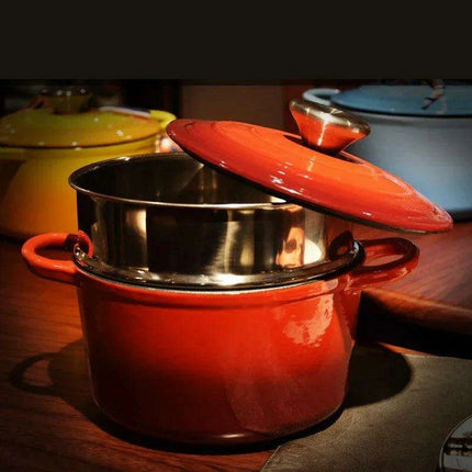 Premium Enamel-Coated Cast Iron Soup and Stew Cookware Set - Induction Compatible