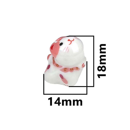Charming Anime-Inspired Lucky Cat Ceramic Beads for Creative Jewelry Projects - 15x21mm Porcelain Essentials with Vertical Hole