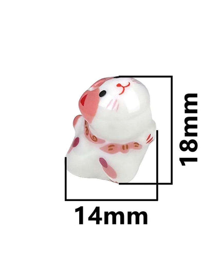 Charming Anime-Inspired Lucky Cat Ceramic Beads for Creative Jewelry Projects - 15x21mm Porcelain Essentials with Vertical Hole