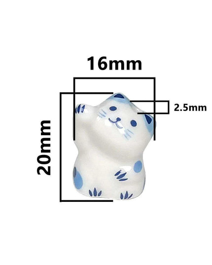 Charming Anime-Inspired Lucky Cat Ceramic Beads for Creative Jewelry Projects - 15x21mm Porcelain Essentials with Vertical Hole