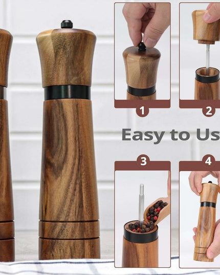 Customizable Ceramic Grinder Acacia Wood Pepper Mill for Gourmet Chefs