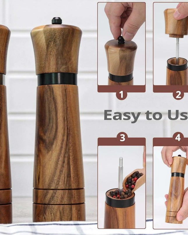 Customizable Ceramic Grinder Acacia Wood Pepper Mill for Gourmet Chefs