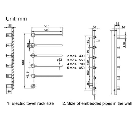 Wall-Mounted Electric Heated Towel Rack - Sterilizing & Drying