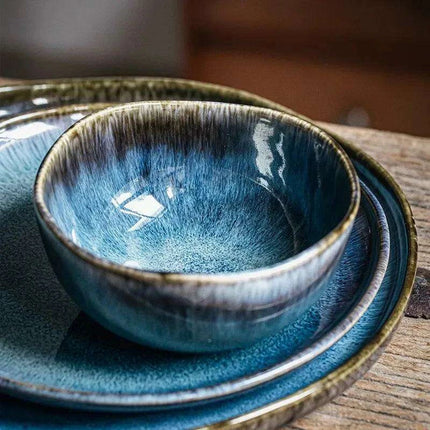 Handcrafted Blue Kiln Charger Plates - Elegant Table Decor for Sophisticated Dining Experiences