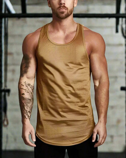 Men's Cool-Dry Mesh Gym Tank - Sleek Sleeveless Bodybuilding Vest for Summer
