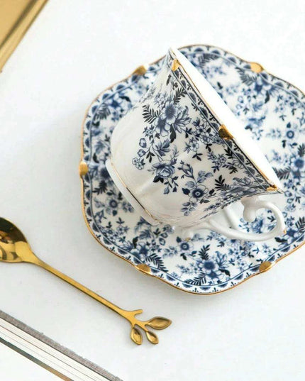 Timeless Vintage Charm: 200ml Elegant Ceramic Coffee Cup & Saucer Set for Sophisticated Tea Moments