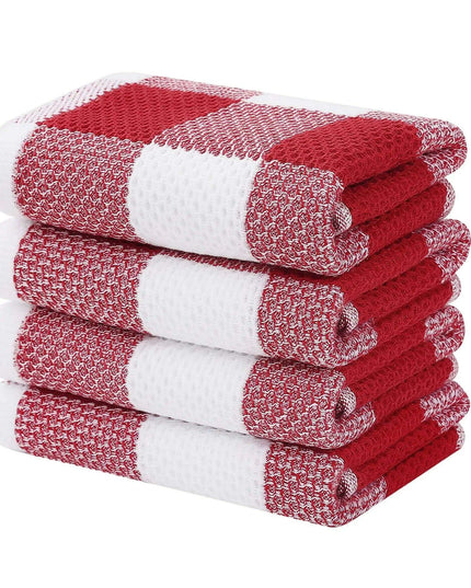 Elegant Cotton Waffle Weave Kitchen Towel and Scrubbing Pad Collection