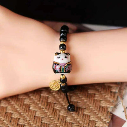 Lucky Cat Beaded Bracelet - Adjustable Harajuku Fashion Statement for Trendy Girls