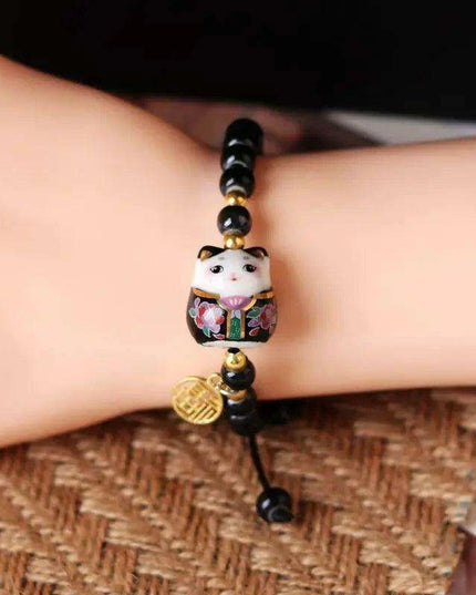 Lucky Cat Beaded Bracelet - Adjustable Harajuku Fashion Statement for Trendy Girls
