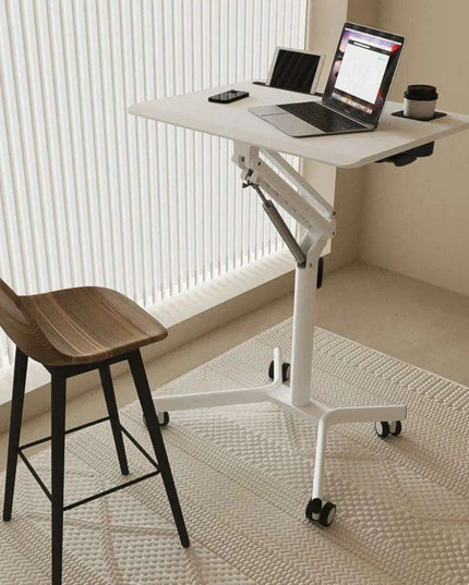 Mobile Height-Adjustable Laptop Desk with Gas Spring Lift for Versatile Home and Office Use