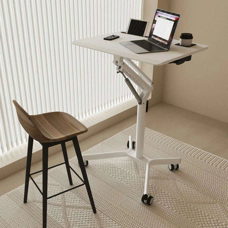 Mobile Height-Adjustable Laptop Desk with Gas Spring Lift for Versatile Home and Office Use