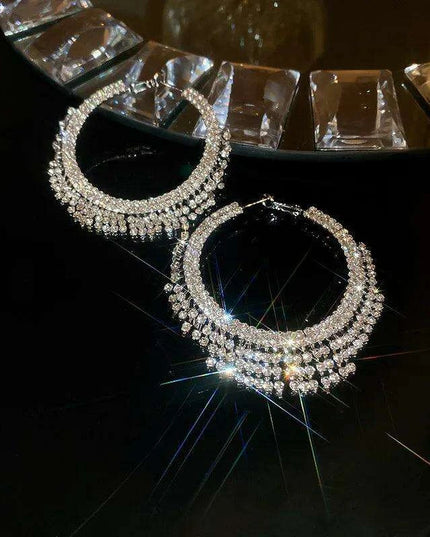 Vibrant Heart-Shaped Crystal Drop Earrings - Dazzling Rhinestone Statement Jewelry for Women with Bold Oversized Charm