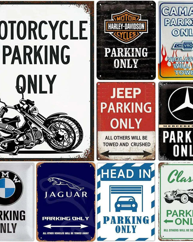 Vintage Motorcycle Metal Sign Set - Retro Decor for Home, Man Caves, and Bars