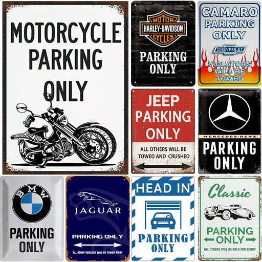 Retro Garage Decor Set: Vintage Motorcycle Metal Tin Signs Assorted Styles - High-Quality Wall Art for Home, Man Caves, and Bars