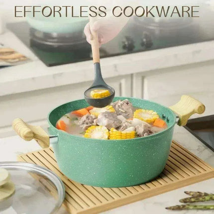 Innerwell Sustainable Nonstick Kitchen Cookware Collection - Essential Set with Frying Pans, Stock Pot & Milk Pot