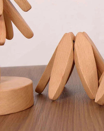Set of 4 - Walnut Wood Tree-Shaped Heat-Resistant Trivet Set