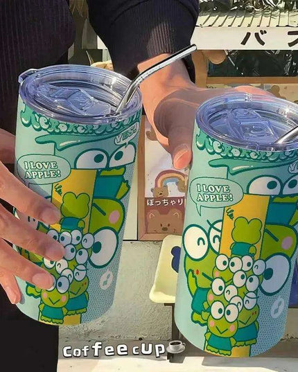 Cute Keroppi Stainless Steel Thermos Cup - Kawaii Portable High Capacity Water Bottle