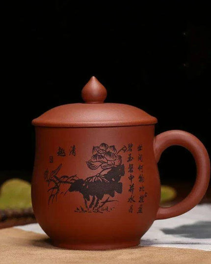 Elegant Yixing Purple Clay Teacup with Lid