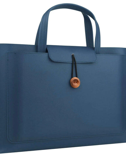 Stylish Faux Leather Laptop Tote with Innovative Features for MacBook Air and Tech Essentials