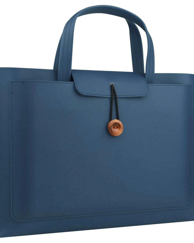 Stylish Faux Leather Laptop Tote with Innovative Features for MacBook Air and Tech Essentials