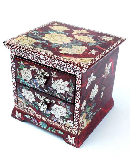 Chic Mother of Pearl Dual-Drawer Jewelry Storage Box - A Treasured Gift for Her Delights
