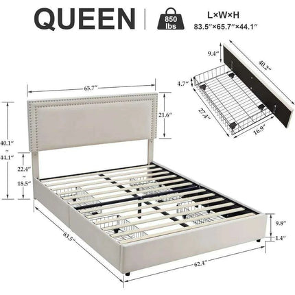 Chic Velvet Storage Bed with Adjustable Headboard and Spacious Drawers