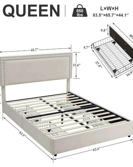 Chic Velvet Storage Bed with Adjustable Headboard and Spacious Drawers