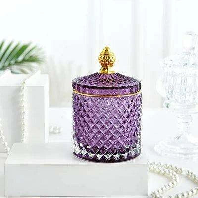 Amber Radiance Crystal Glass Storage Jar with Lid for Jewelry and Event Decor