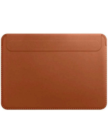 Sleek PU Leather MacBook Sleeve with Magnetic Closure - Brown/Black Case for 13.3/14 Inch Laptops