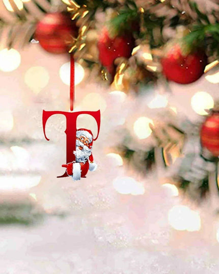 Personalized Santa Hat Alphabet Ornaments for Holiday Tree Decoration