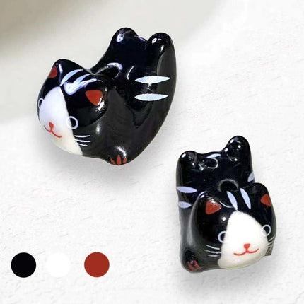 Charming Anime-Inspired Lucky Cat Ceramic Beads for Creative Jewelry Projects - 15x21mm Porcelain Essentials with Vertical Hole