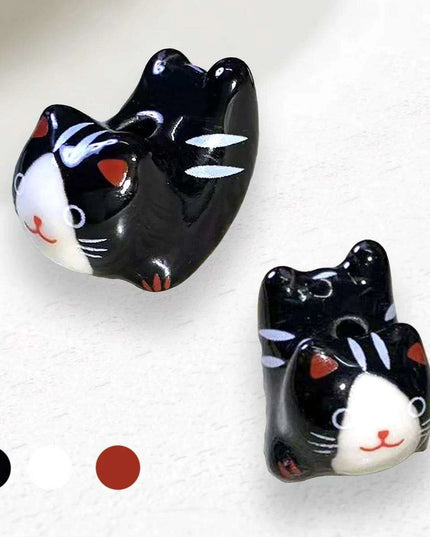 Charming Anime-Inspired Lucky Cat Ceramic Beads for Creative Jewelry Projects - 15x21mm Porcelain Essentials with Vertical Hole