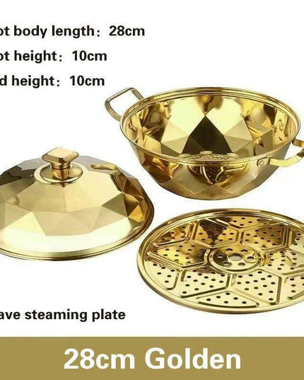 Versatile 304 Stainless Steel Cooking Pot with Integrated Steamer Basket