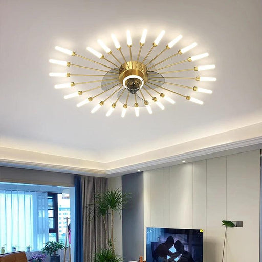 Sparkling Fireworks Chandelier Ceiling Fan with Dimmable Lights