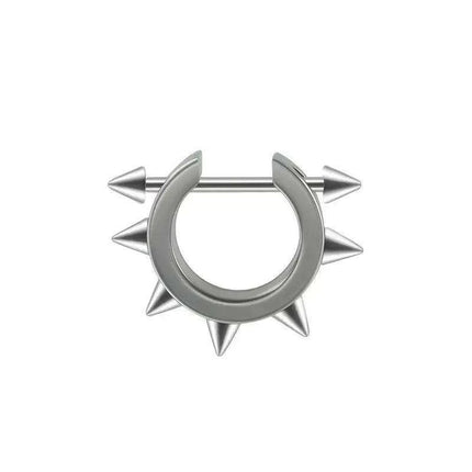 Men's Silver/Black Stainless Steel Spike Hoop Earring - Edgy Cartilage Jewelry for Tragus, Helix, and Daith Piercings