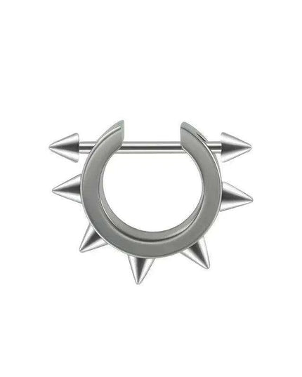 Men's Silver/Black Stainless Steel Spike Hoop Earring - Edgy Cartilage Jewelry for Tragus, Helix, and Daith Piercings