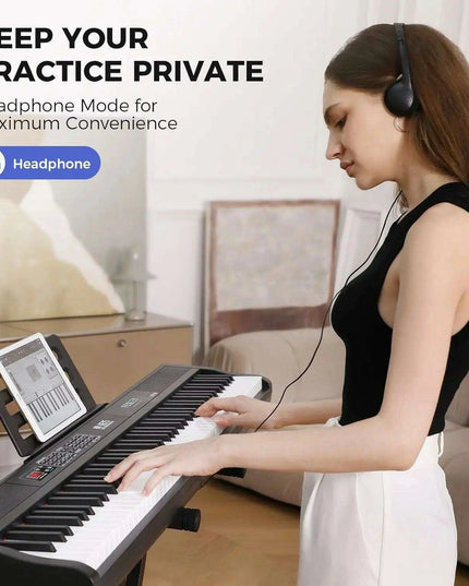 Fesley 88-Key Full-Size Portable Digital Piano with Music Stand, Power Adapter, and Sustain Pedal