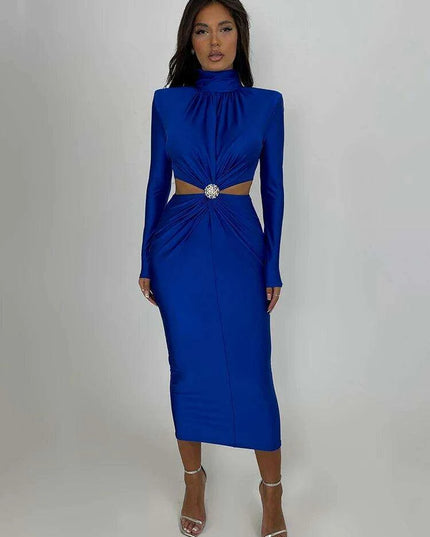Chic Cut-Out Turtleneck Maxi Dress for Women - The Ultimate Autumn and Winter Fashion Statement