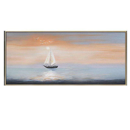 Coastal Calm: Hand-Painted Abstract Ocean Beach Oil Canvas Art